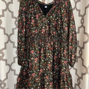 Old Navy Black Dress with Vibrant Floral Pattern